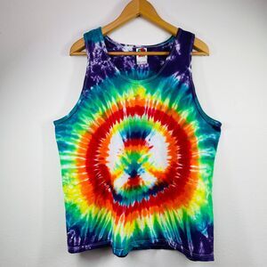 Mens Tie Dye Tank Top Large - XL Tank Top Tie Dye Cotton Tank Top Multi-Color XL